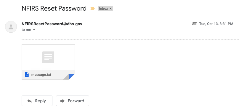 eNFIRS Password Reset …