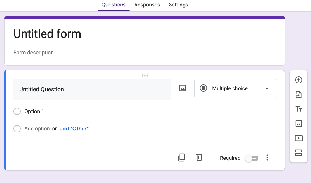 Google Forms - Empty Form - Getting Started