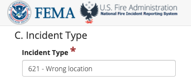 Incident Type: 621 - Wrong Location